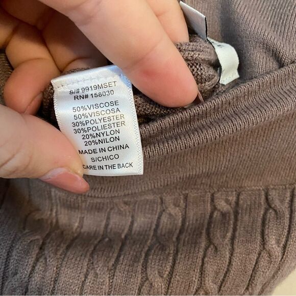 Love Tree Leggings Cable Knit Brown Tan Neutral Casual Trendy - Picture 7 of 8